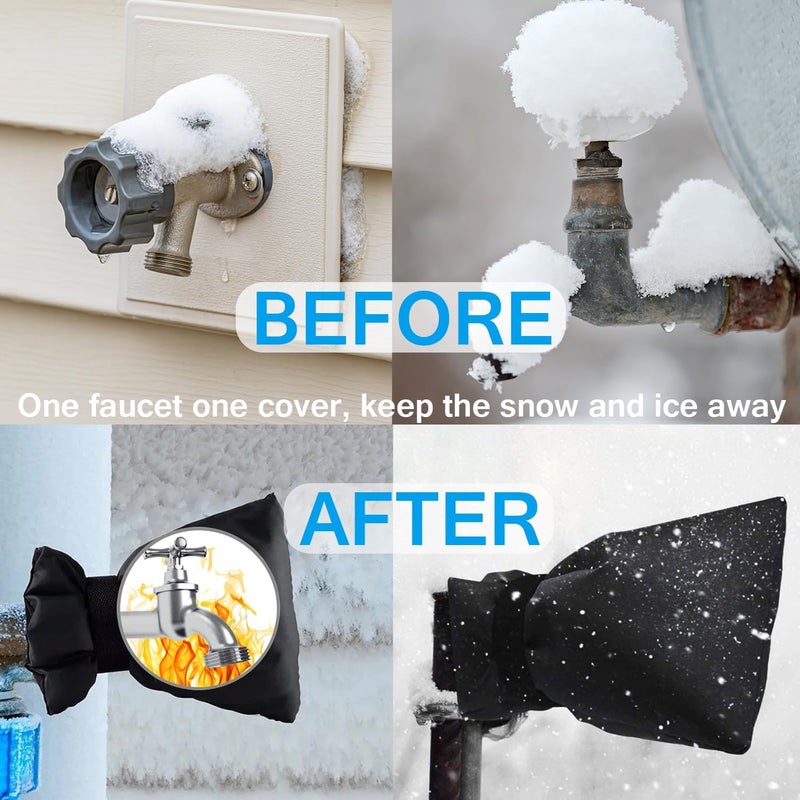 Actgan Outdoor Faucet Covers for Winter, 8.3"H x 6"W Thickened Outside Garden Faucet Socks for Freeze Protection, Reusable Insulated Faucet Covers, 6 Pack, Black - Image 2